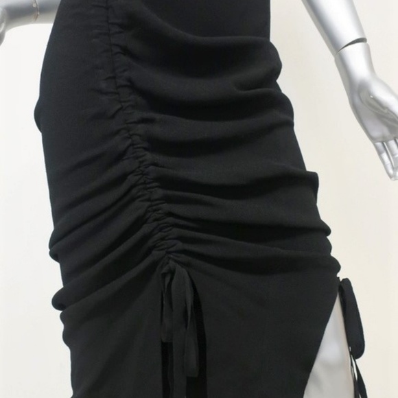 Milly Ruched Midi Dress Black Stretch Knit - Picture 3 of 7